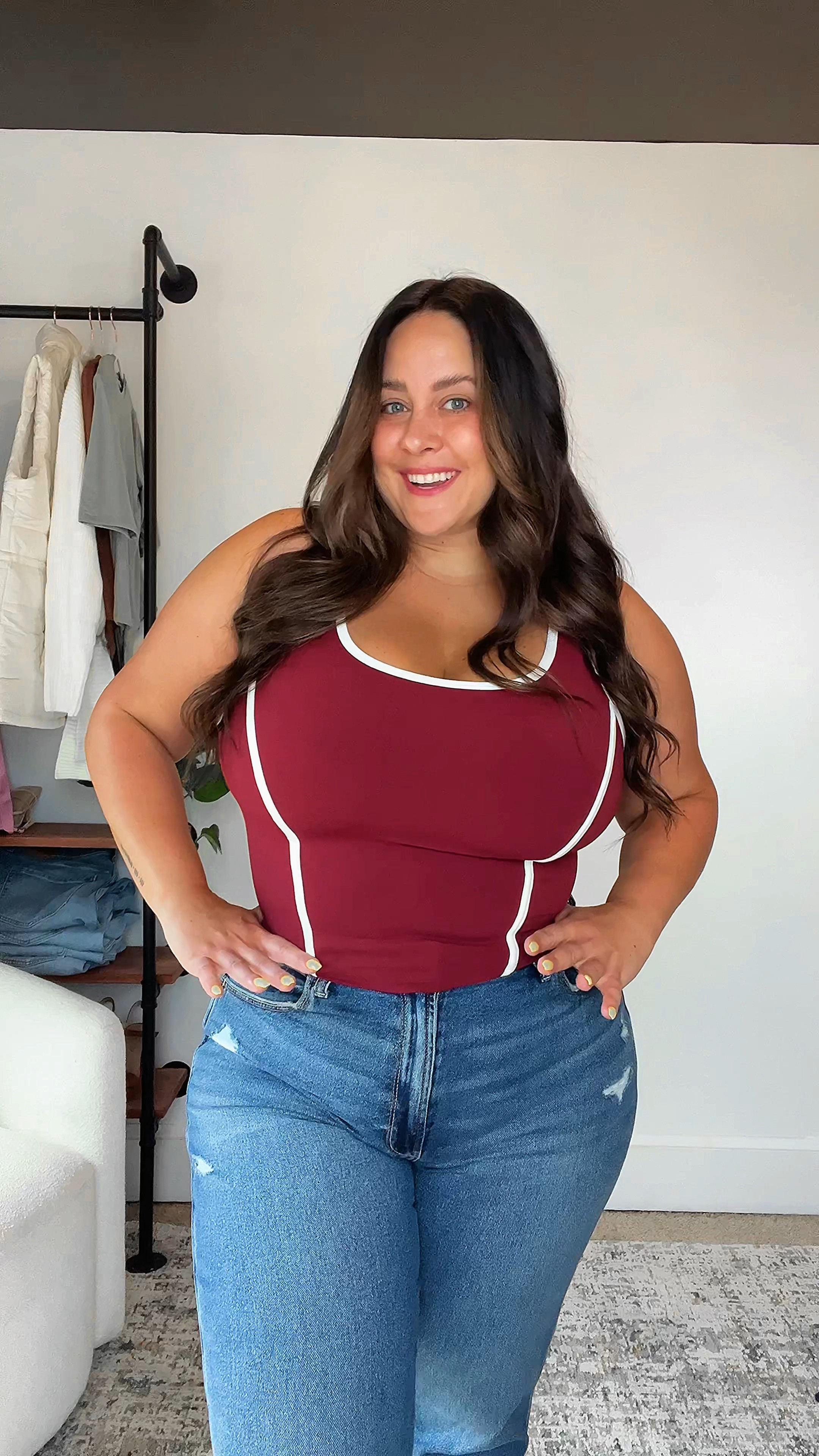 Bra free top under $10! 

SIZING REFERENCE: 5’2” 14-16 38J 
Wearing a size XL! 

Jeans shown in size 16 

#LTKSaleAlert #LTKFindsUnder50 #LTKMidsize