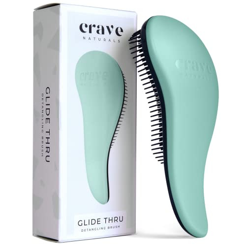 Crave Naturals Glide Thru Detangling Brush - Detangler Brush for Natural, Curly, Straight, Wet and Dry Hair for Adults and Kids - Hair Brush for Little Girls, Toddlers, Teens - 7.5 x 3 in, Turquoise | Amazon (US)