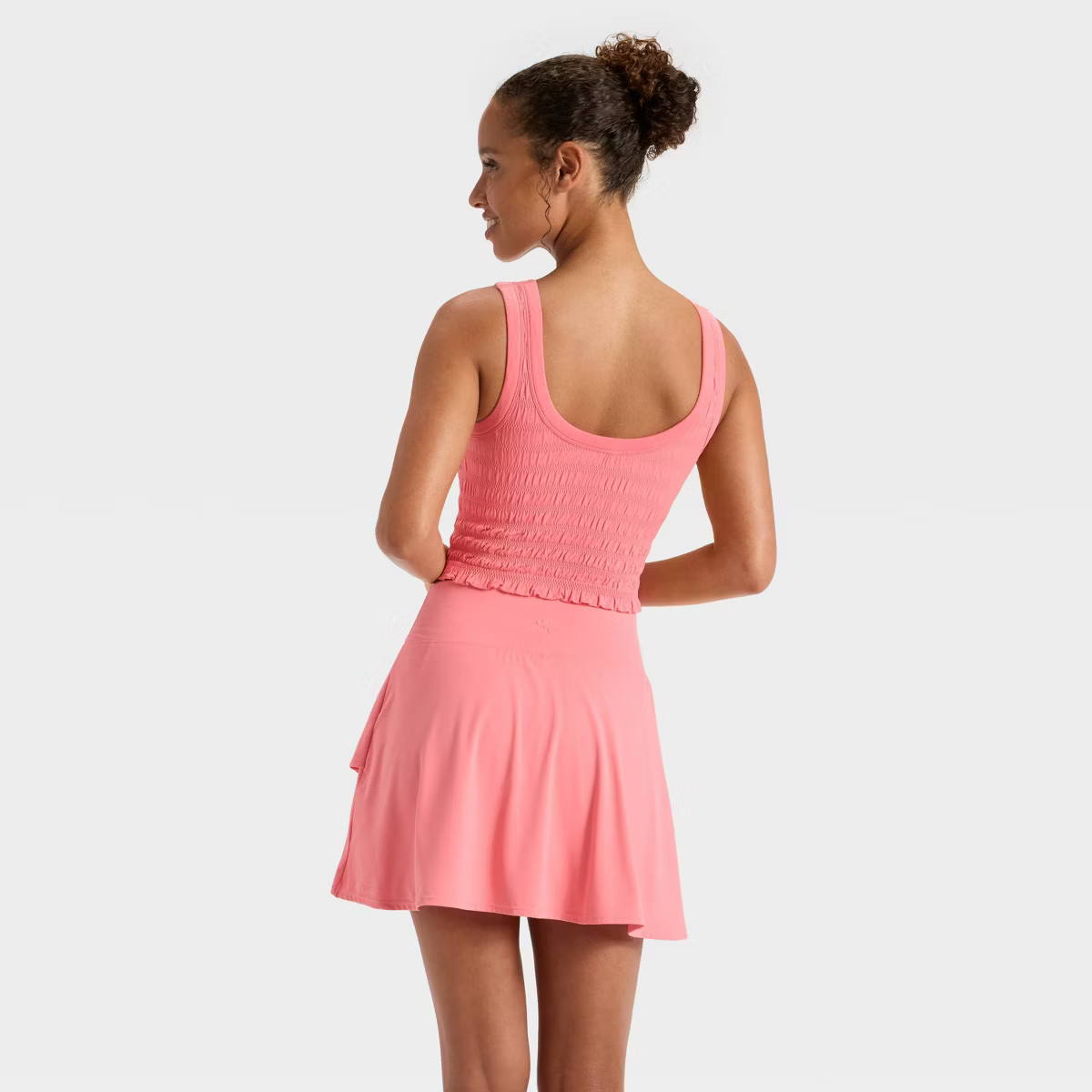 Women's Smocked Support Cropped Tank Top - JoyLab™ Pink XL | Target