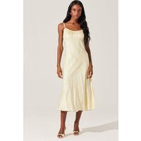 ASTR the Label | Kaiya Floral Jacquard Satin Midi Dress in Yellow | Size XL | ASTR The Label (US)