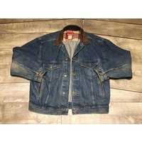 Vintage Marlboro Country Store Yellowstone Style Denim Jean Trucker Jacket Coat Size Large Made in USA Barn Blue | Etsy (US)