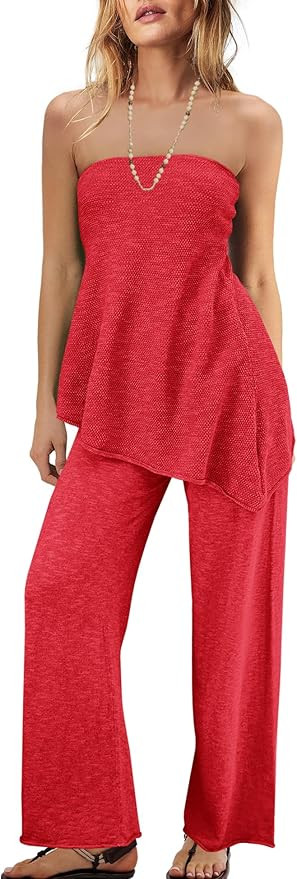 Panadila Womens Off Shoulder Sweater Set 2 Piece Outfits Summer Vacation Knit Matching Lounge Set... | Amazon (US)