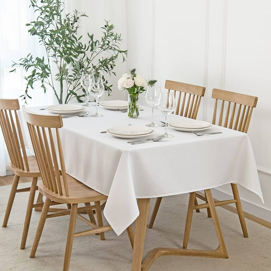 maxmill Faux Linen Textured Rectangle Tablecloth Water Resistant Wrinkle Free Spill-Proof, Soft T... | Amazon (US)