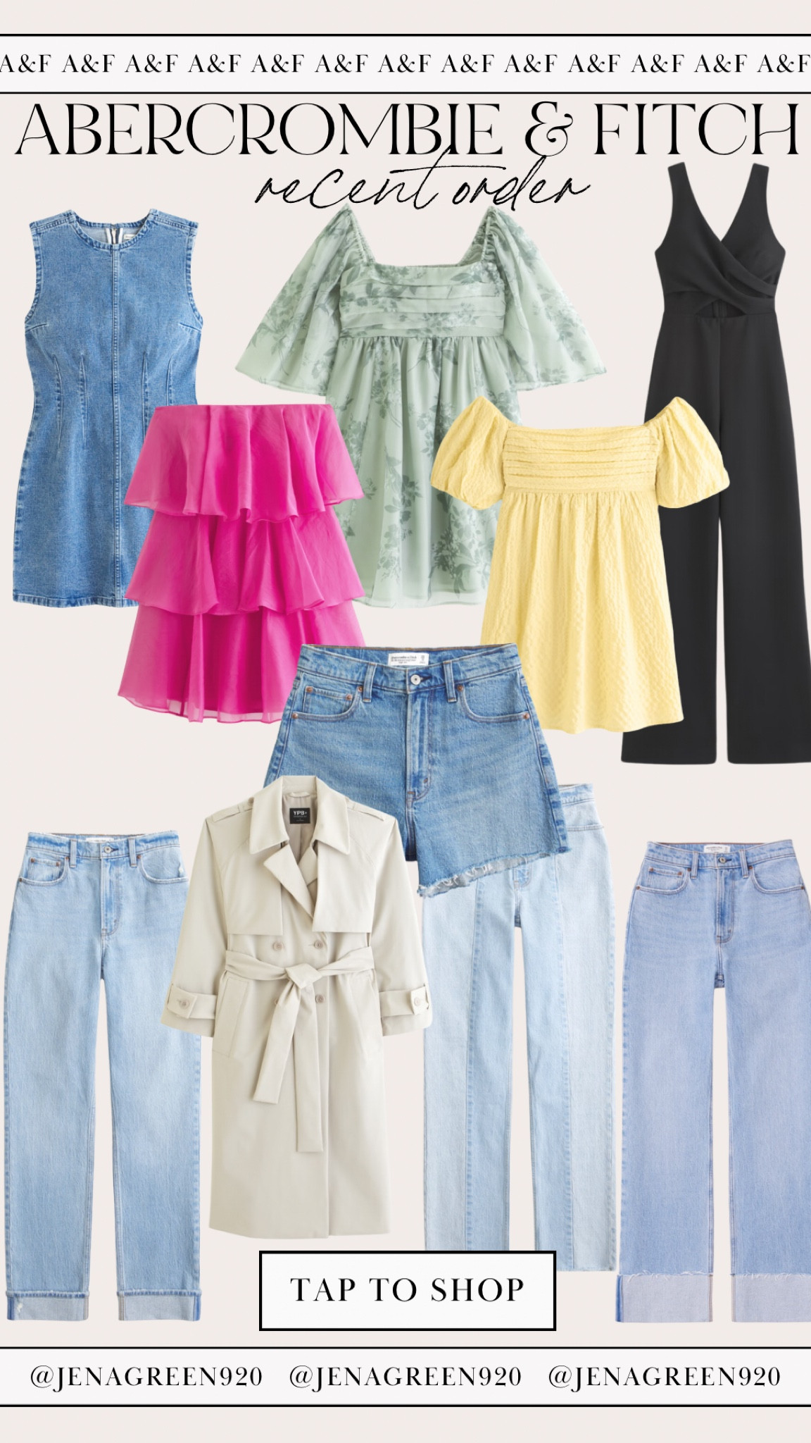 Abercrombie & Fitch Order | Trench Coat | Black Jumpsuit | Spring Dresses | Denim Dress | Relaxed Jeans | Cuffed Denim | Denim Cutoff Shorts 

#LTKSeasonal #LTKfindsunder100 #LTKstyletip