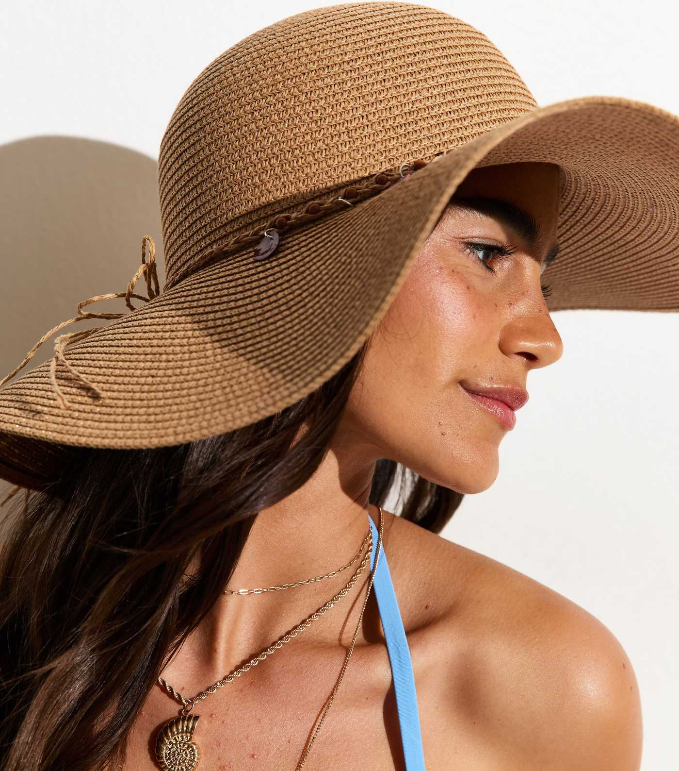 Stone Colourful Disc Trim Floppy Straw Hat | New Look | New Look (UK)