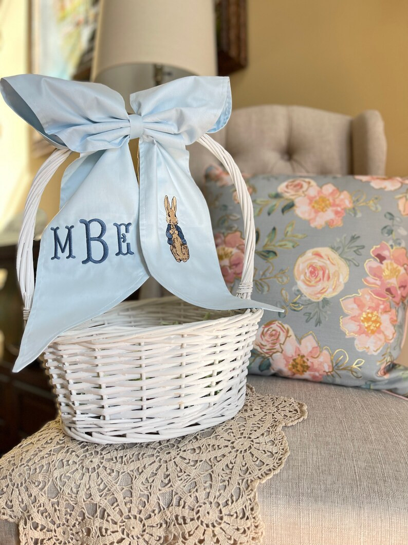 Monogrammed Seersucker Easter Basket Bow Bunny Baskets | Etsy | Etsy (US)