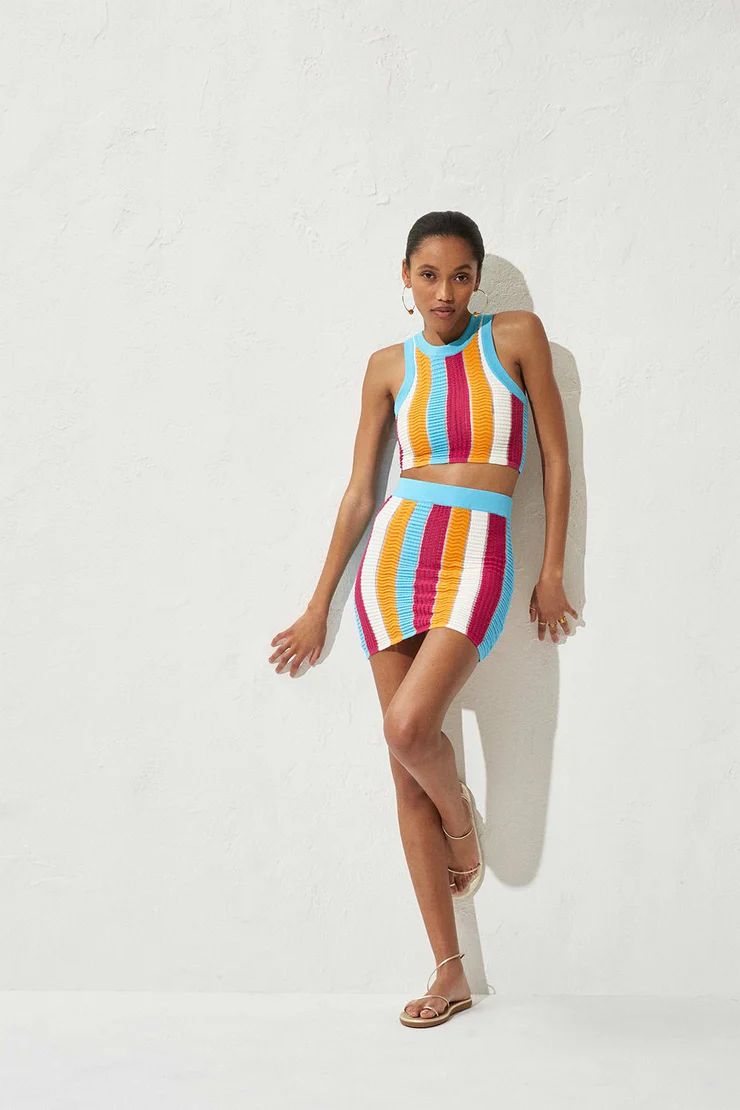 The Rosie Skirt Multi Textured Stripe | Solid & Striped