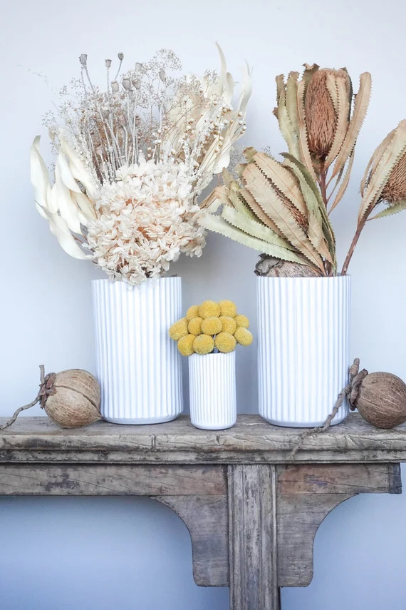 LARGE LINEAL VASE Ceramic Flower Vase White Ceramic Vase - Etsy | Etsy (US)