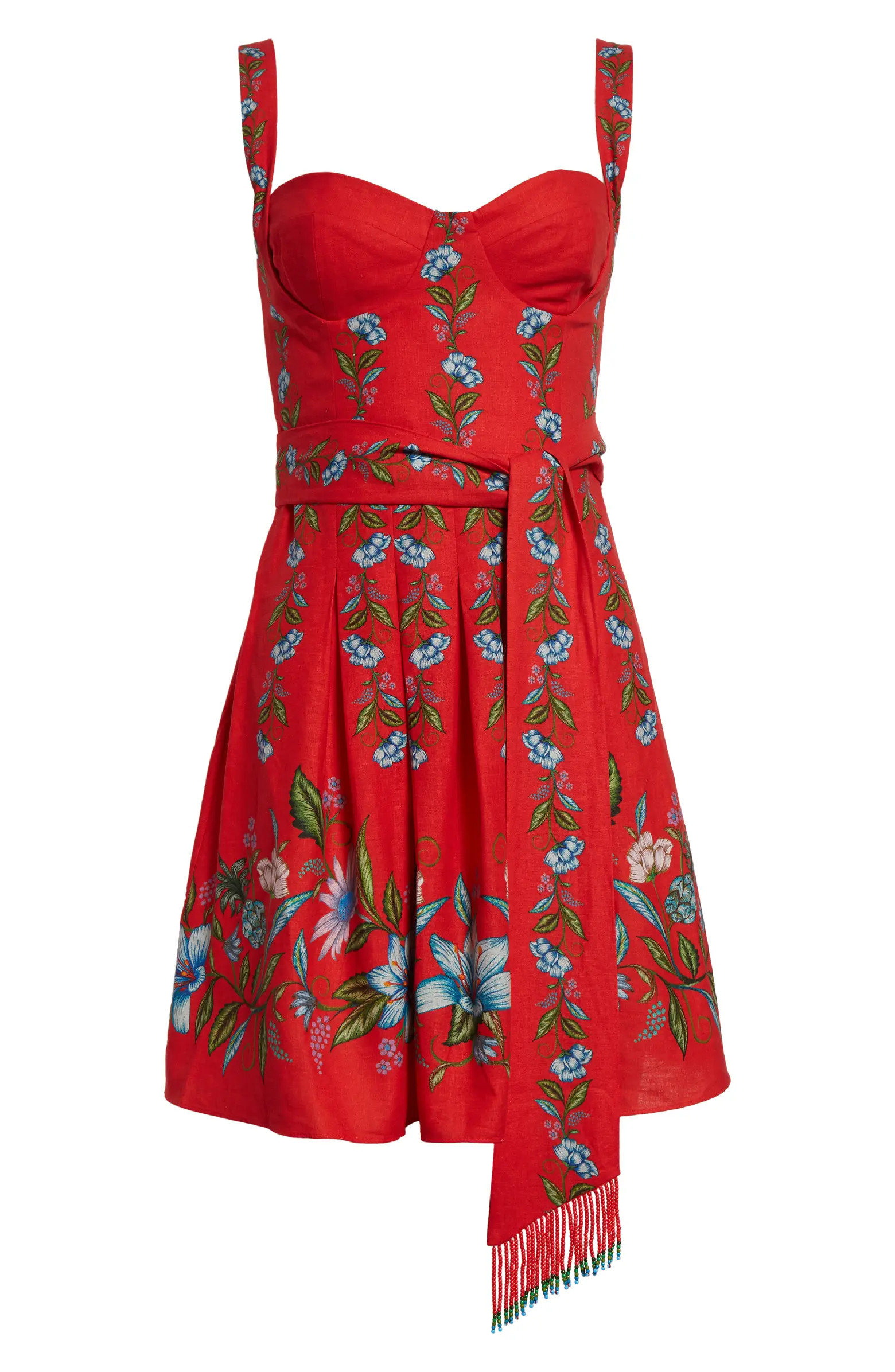 FARM Rio Sweet Bloom Bouquet Linen Blend Minidress | Nordstrom | Nordstrom