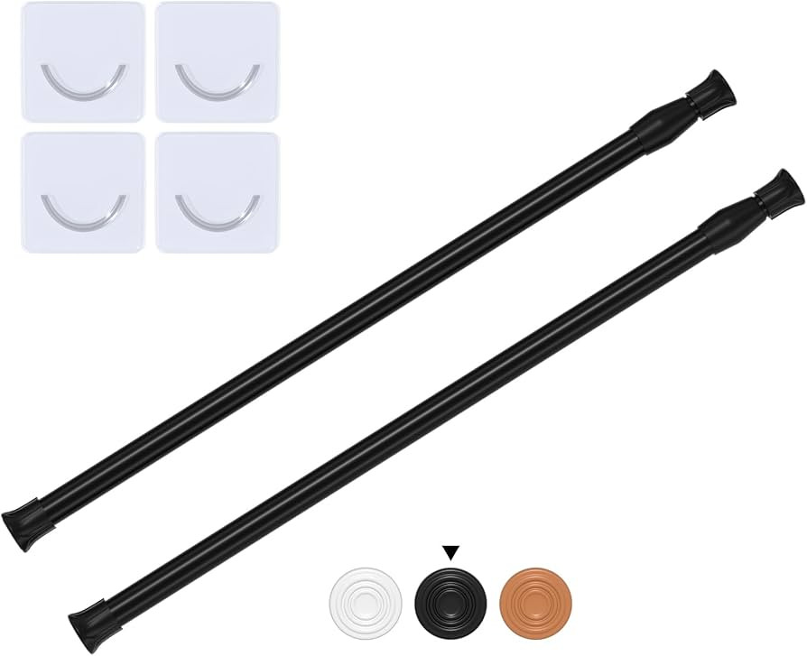 2 Pcs Black Small Tension Rod 12 to 20 Inch Adjustable Tension Curtain Rod Mini Closet Rod Spring... | Amazon (CA)
