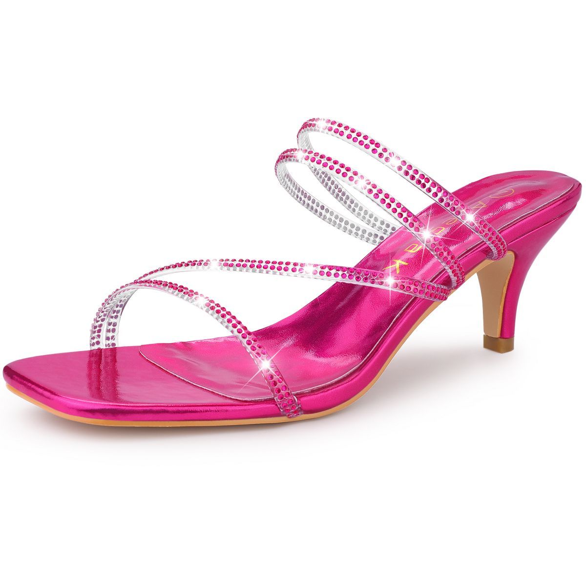 Allegra K Women's Rhinestone Strappy Kitten Heel Slide Heels Sandals | Target