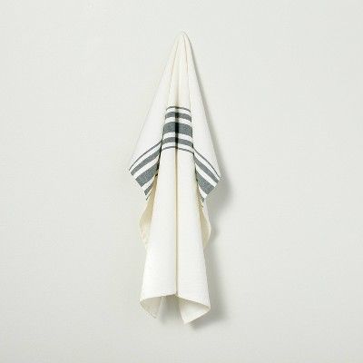 Variegated Center Stripes Flour Sack Kitchen Towel Cream/Green - Hearth &#38; Hand&#8482; with Ma... | Target