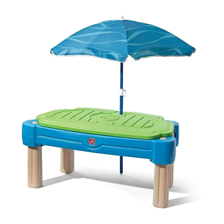 Step2 Cascading Cove Blue Plastic Sandbox and Water Table for Toddlers with Cover and Umbrella - ... | Walmart (US)