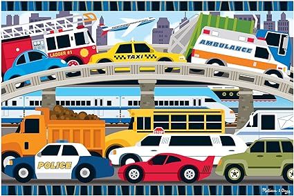 Melissa & Doug Traffic Jam Jumbo Jigsaw Floor Puzzle (24 pcs, 2 x 3 feet long) - FSC Certified   ... | Amazon (US)