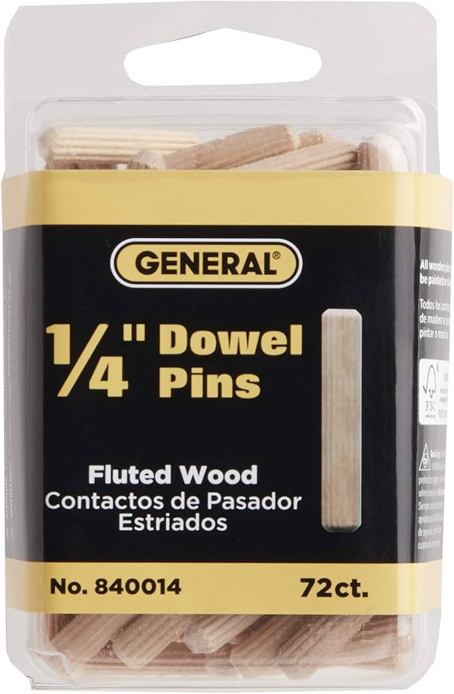 General Tools 840014 1/4-Inch Fluted Wood Dowel Pins, 72 Count (Pack of 1) | Amazon (US)