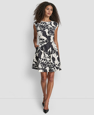 Women's Cap-Sleeve Fit and Flare Dress | Macy's