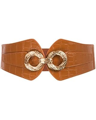 VOCHIC PU Leather Elastic Wide Belt for Women Ladies Dress Stretch Thick Waist Belts | Amazon (US)