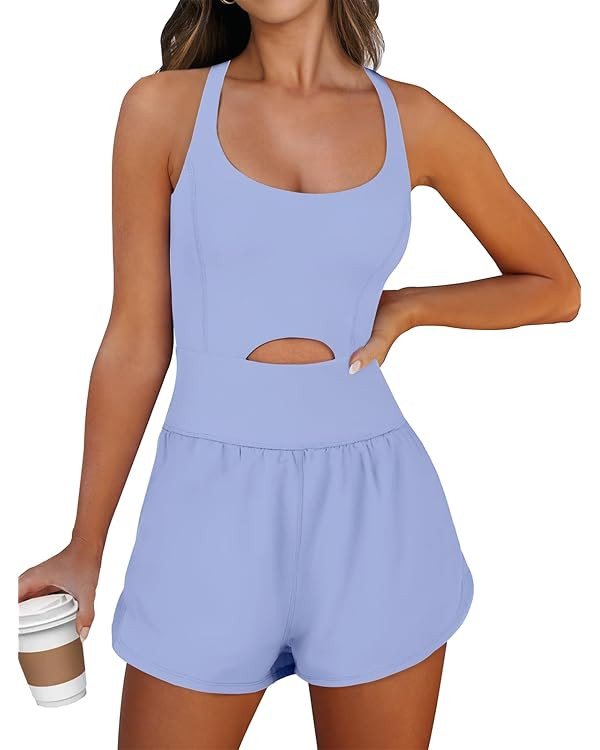 Caracilia Women's Workout Athletic Romper Summer Sets Short Jumpsuits Onesie Running Outfits Exer... | Amazon (US)