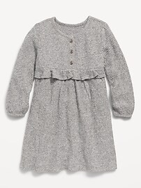 Long-Sleeve Thermal-Knit Henley Dress for Toddler Girls | Old Navy (US)