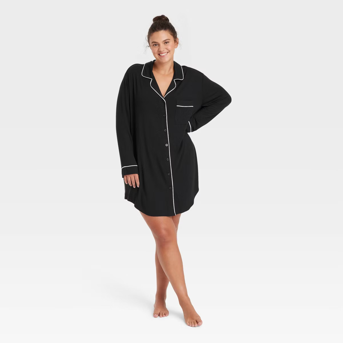 Women's Cloud Knit Notch Collar Long Sleeve NightGown - Auden™ | Target