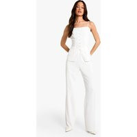 Womens Tall Straight Leg Trouser - White - 4 | boohoo (US & Canada)