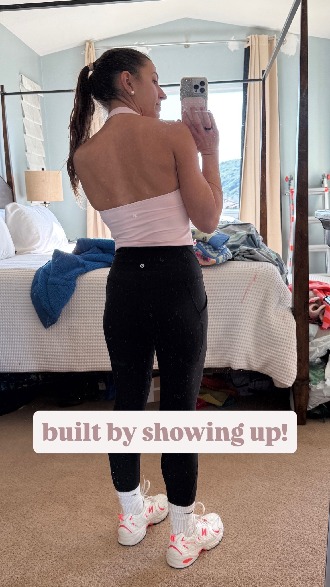 simple, strong, and comfy for bodyweight conditioning days. this halter top stays put, leggings are smoothing and squat friendly, and these sneakers are my go to for training.

fit notes:
• top: small
• leggings: small
• sneakers: women’s 8, true to size
• socks: crew length
• height 5’3”, 130 lbs



halter workout top
strapless workout top
pink halter activewear
high waisted black leggings
bodyweight workout outfit
gym outfit women
women’s workout set
everyday training outfit
cute gym outfit
athleisure outfit women
new balance 530 sneakers
white training sneakers
crew socks workout
southern california workout outfit

#LTKValentine #LTKfitnessgoals #LTKActive