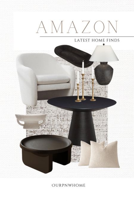 Latest Amazon home finds!

Modern home, area rug, black dining table, pedestal dining table, black coffee table, round coffee table, boucle accent chair, modern armchair, gold candlesticks, tapered candlesticks, candle holders, black table lamp, black dough bowl, boucle throw pillows, white accent pillows, decorative bowl, home decor, Amazon home

#LTKHome #LTKStyleTip