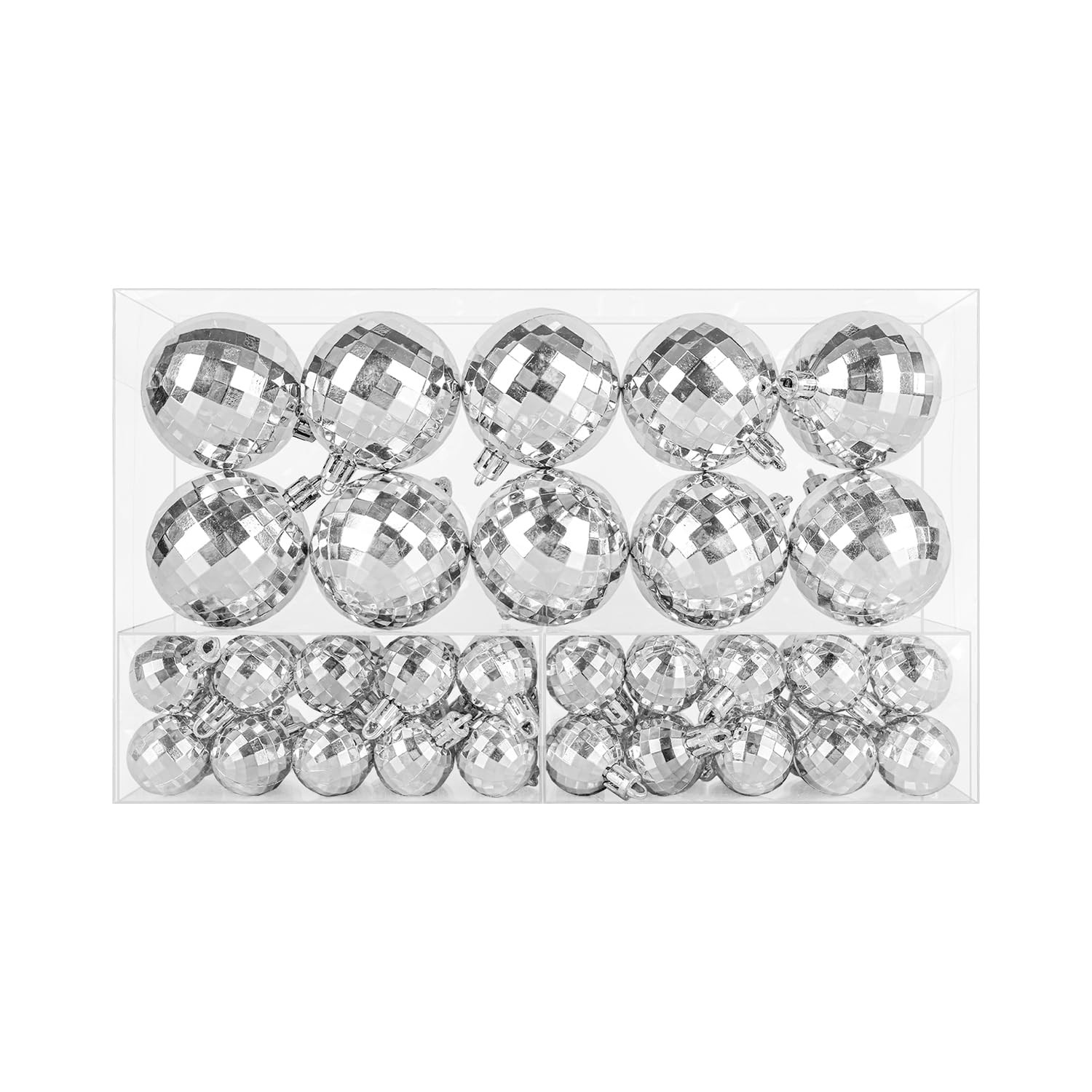 50 PCS Silver Mirror Disco Balls, Christmas Tree Baubles, Hanging Disco Balls for Home Party Chri... | Amazon (UK)