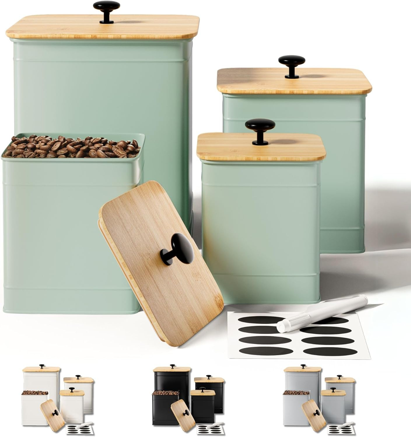 Kitchen Canisters for Countertop Set of 4 with Customizable Chalkboard Labels & Marker Pen - Big ... | Amazon (US)