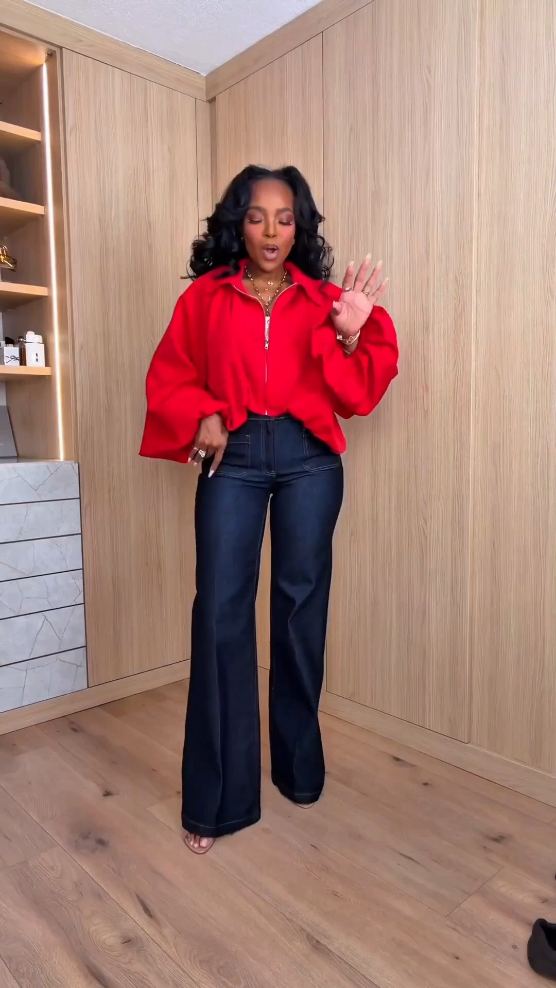 Scroll to shop! ✨ Everything from this look is linked below. 👇🏽

When jeans feel too basic but you still want an easy outfit—add ONE statement piece. ❤️ This bold red jacket does all the work. Pair it with dark wash jeans, simple heels + gold jewelry and you’re dressed without overthinking it.

red jacket women, red jacket outfit, statement jacket women, red fall jacket, dark wash jeans women, wide leg jeans outfit, high waisted jeans women, jeans and jacket outfit, elevated casual outfit, fall outfit women, fall date night outfit, petite outfit ideas, casual chic style, easy outfit formula, kirasfashionfinds

Wearing: Size Small/4 | 5’4” | 140 lbs | 34D-27-40

Download the FREE LTK app & follow @kirasfashionfinds to shop all my daily finds.

#LTKPetite #LTKSeasonal #LTKOver40
