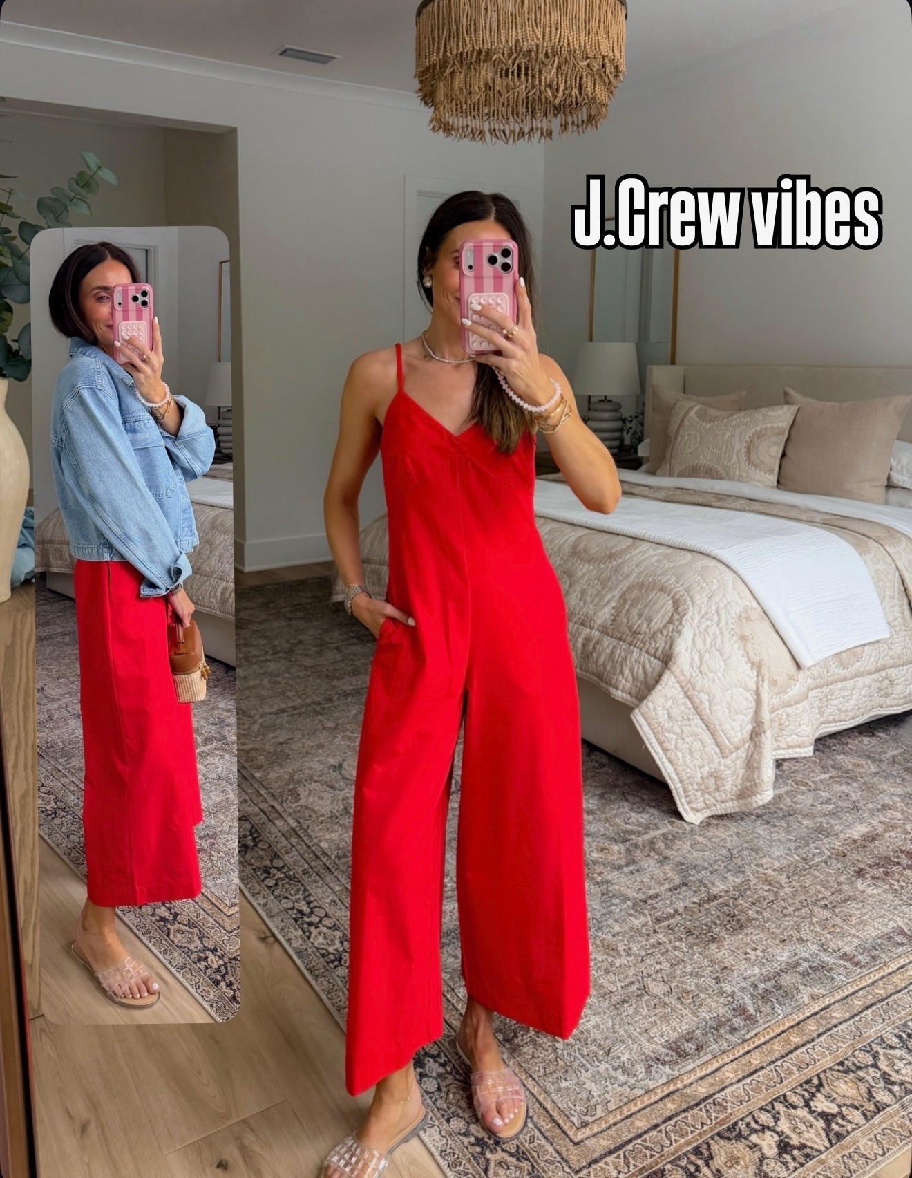 J.Crew vibes, but make it effortless. This bright red jumpsuit is one of those one-and-done pieces that instantly looks styled without trying. The easy drape, pockets, and relaxed fit make it perfect for warm weather days when you still want to feel pulled together.

J.Crew inspired, summer jumpsuit, red jumpsuit outfit, effortless style, one piece outfit, vacation outfit idea, casual chic, summer staples, annabrstyle

#LTKootd #LTKTravel #LTKOver40