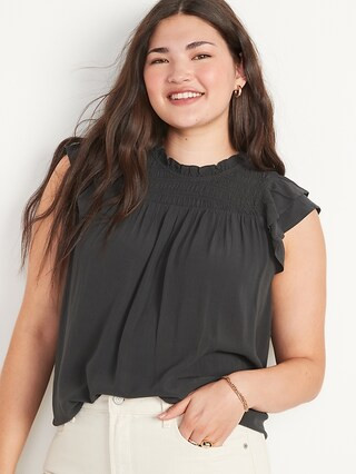 Flutter-Sleeve Smocked Swing Blouse for Women | Old Navy (US)