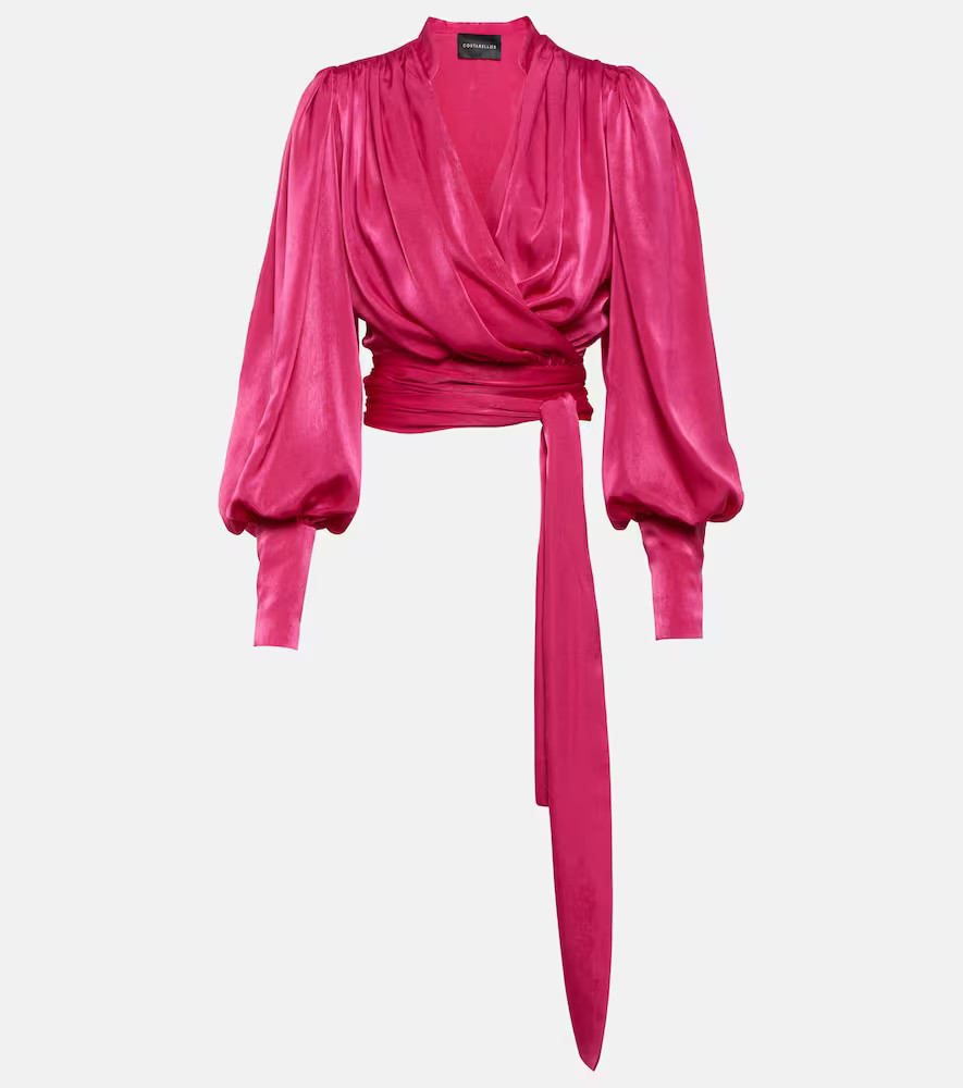 Costarellos Mouglalis wrap satin blouse | Mytheresa (US/CA)