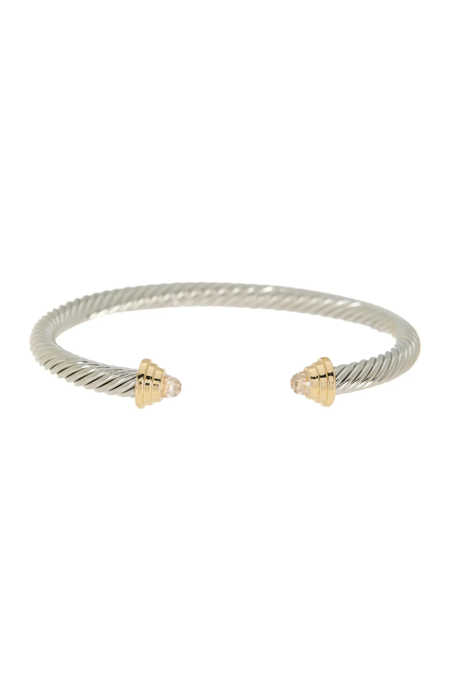 MESHMERISE White Topaz Twisted Cable Cuff Bracelet | Nordstromrack | Nordstrom Rack