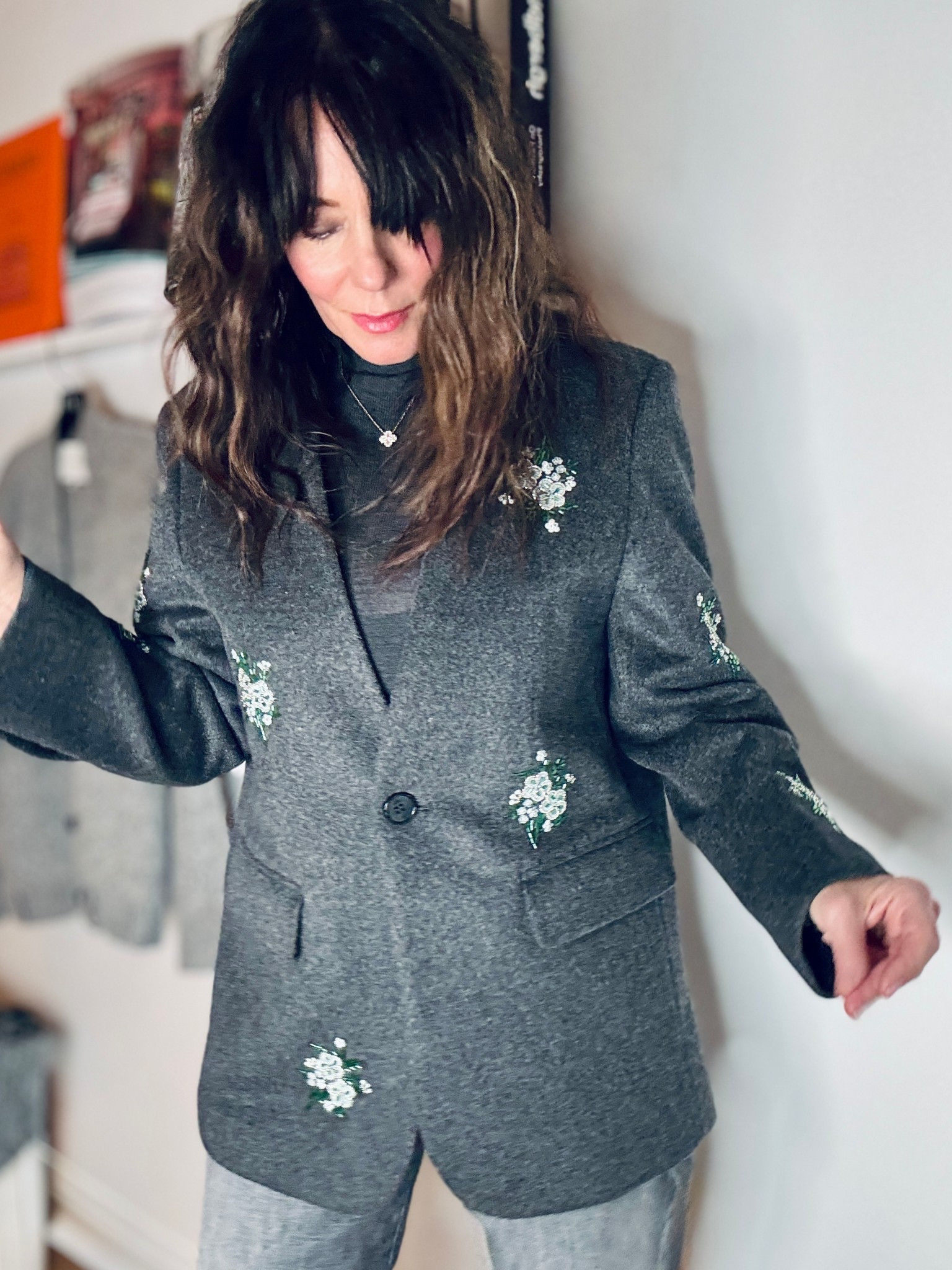 My mock neck sweater is a perfect t layering piece! And it’s available  in ivory too! 
And this blazer is quite a statement coat! 
The beadwork reminds me of vintage dries! It’s a very special piece and looks great with just a simple slip dress 
Use code 
Rose for 15% off or get 2 and get 20% off 
@selfwho 

#LTKSaleAlert #LTKWorkwear #LTKCyberWeek