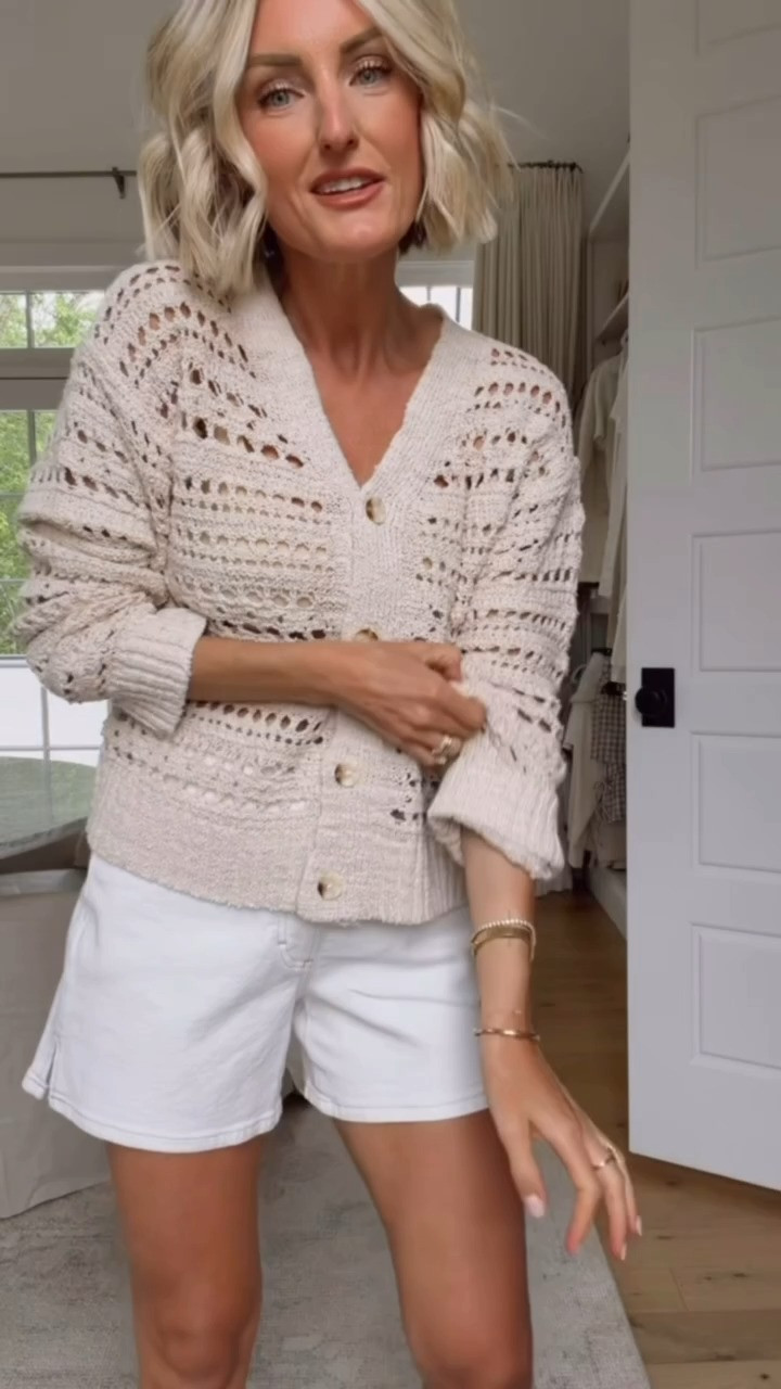 The perfect cardigan for warmer weather! I love how breathable it is! Wearing S/4.

Loverly Grey, Target fashion, Target find, neutral cardigan, white denim shorts, white jean shorts, spring fashion, spring outfit ideas 

 #LTKootd #LTKSeasonal