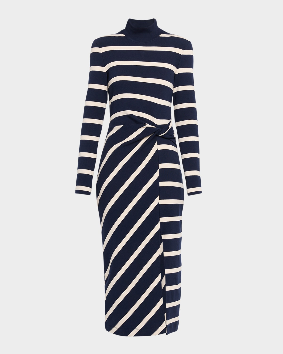 Brindy Stripe Turtleneck Midi Dress | Neiman Marcus