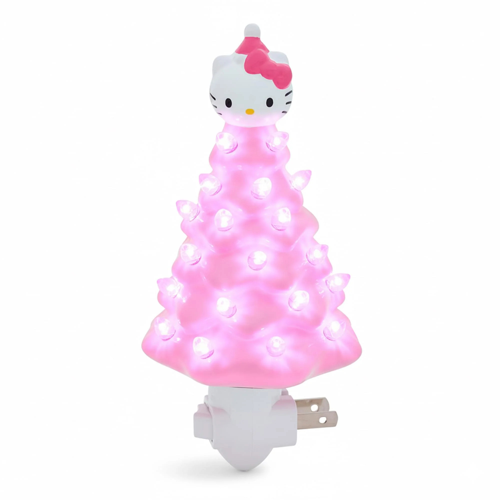 Sanrio Hello Kitty Pink 6-Inch Ceramic Christmas Tree Plug-In Nightlight | Toynk