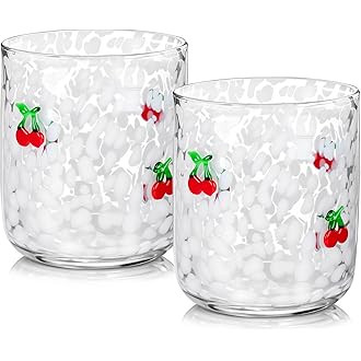 Amazon.com: SiliFine 2 Pcs Cherry Icon Juice Glasses - 14oz Red Cherry Stemless Wine Drinking Cof... | Amazon (US)