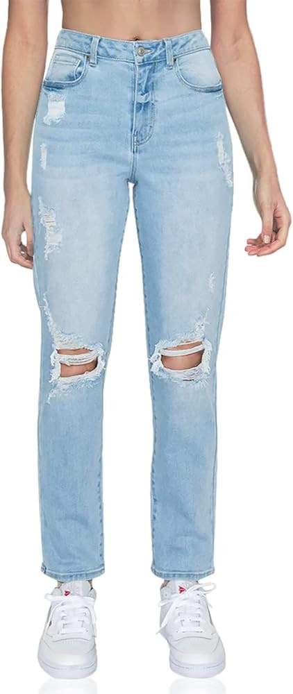 Little Vintage Girls Distressed Ripped Jeans for Women high Waist mom Jeans Boyfriend Jean,Wax Je... | Amazon (US)