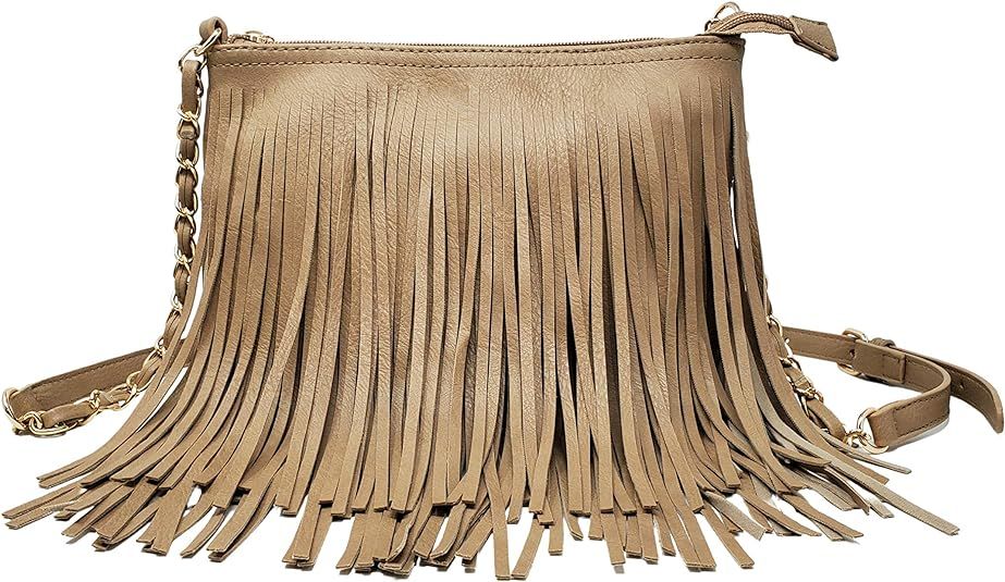 Solene Fringe Crossbody Shoulder Bag with Strap, Tassel Messenger bag, Country Style Western Frin... | Amazon (US)