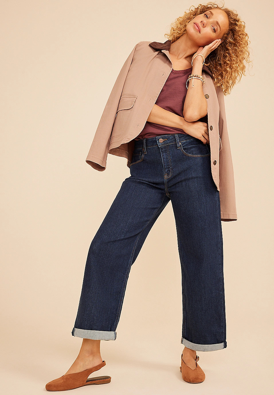 Risen\u00ae High Rise Rolled Hem Slouchy Boyfriend Ankle Jean | Maurices