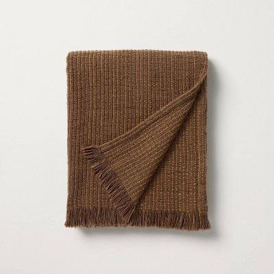 Textured Stripe Chunky Throw Blanket Brown - Hearth & Hand™ with Magnolia | Target