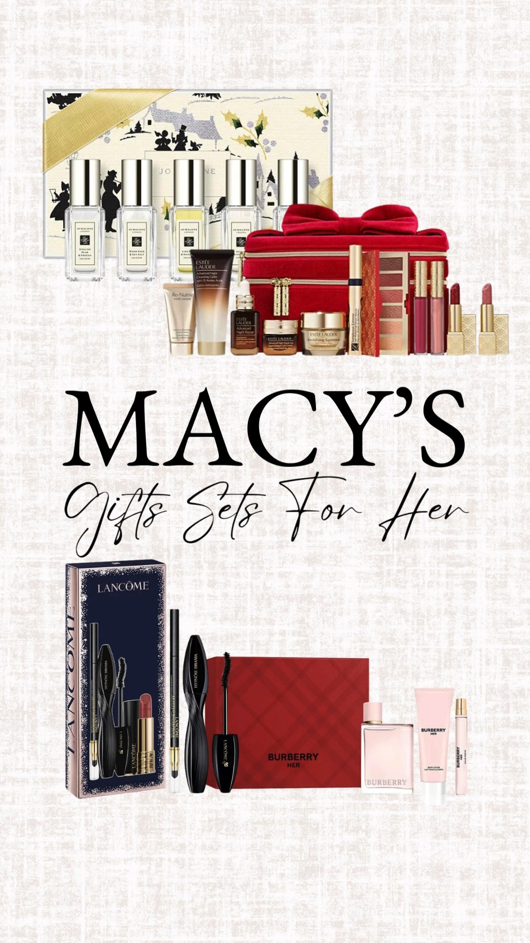 🎁 Gift-giving made simple! Whether it’s for your bestie, your sister, or even yourself (because self-love is a vibe✨), these Macy’s gift sets are the ultimate way to spread holiday cheer! 🎄💄

From luxurious scents to skincare saviors and makeup must-haves, these sets are packed with everyday favorites that’ll make anyone feel extra special. 💕

Which one’s your favorite? I’m eyeing that Jo Malone set!  

 #LTKGiftGuide #LTKHoliday #LTKBeauty