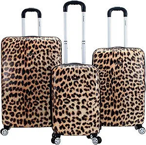 Rockland Safari Hardside Spinner Wheel Luggage, Leopard, 3 Piece (20"/24"/28") | Amazon (US)