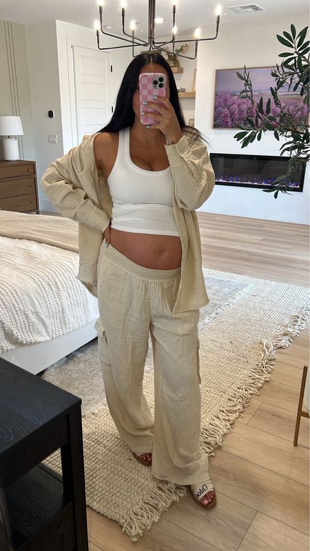 Linen set for summer! Perfect with for the bump. Top is 55% off bottoms are 30% off

36 weeks pregnancy outfit. Bump outfit

#LTKBump #LTKSeasonal #LTKSaleAlert