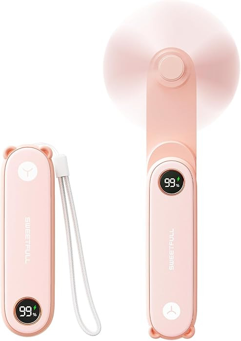 SWEETFULL Portable Handheld Mini Fan with LED Display, 3-in-1 Personal Foldable USB Rechargeable ... | Amazon (US)