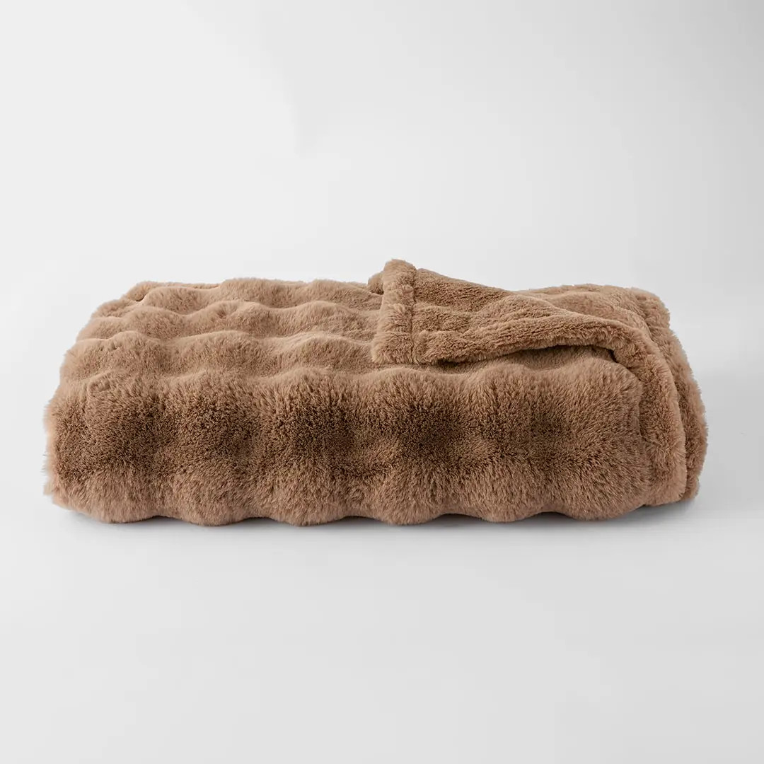 Malmo Faux Fur Throw - Carob | Bed Bath N' Table
