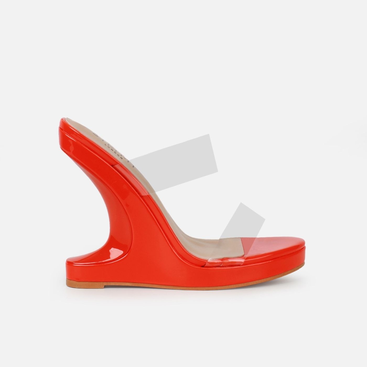 Prita Orange Clear Strappy Wedge Mules | Simmi Shoes
