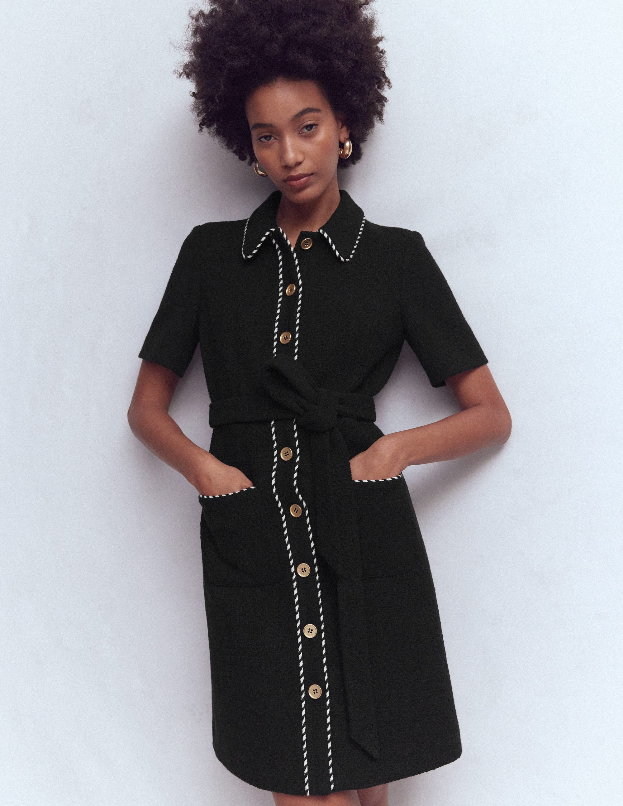 Loren Trim Short Dress-Black | Boden (US)